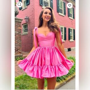 Pink Ruched Corset A-Line Short Dress
